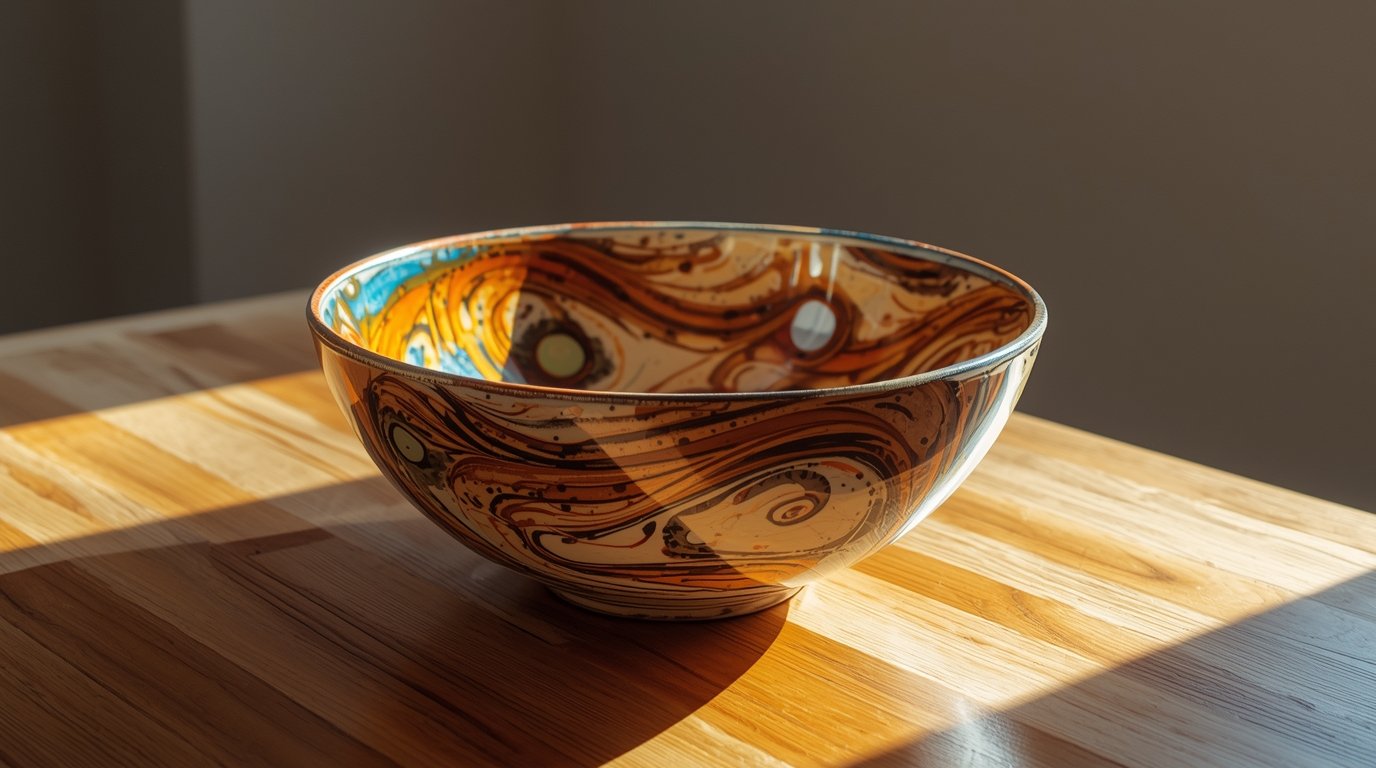 Käsinmaalattu keraaminen kulho